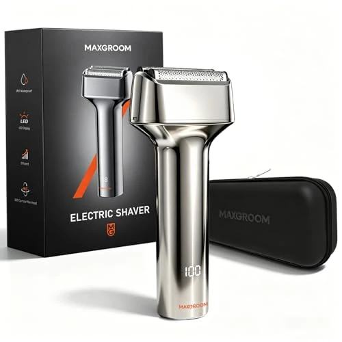 Offerta a tempo: MAXGROOM Rasoio Elettrico Barba e 3 testine flottanti,IPX7 Shaver barba - 44% da 49.99 € a 27.99 €