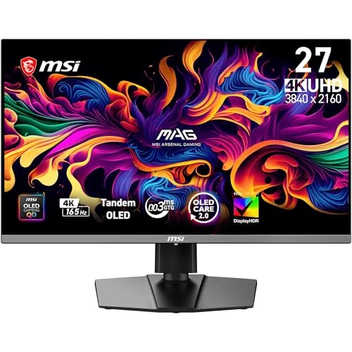 Offerta a tempo: msi MAG 272UP QD-OLED E16 da 27" monitor 4K UHD con tecnologia Tandem QD-OLED (3840 × 2160), 165 Hz, 0,03 ms, certificazione DisplayHDR True Black 400, compatibile G-SYNC, HDMI 2.1, DisplayPort 1.4a - 3% da 649.00 € a 631.59 €