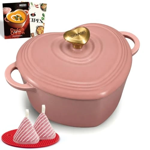 Offerta a tempo: OVERMONT Cocotte a Cuore per Stufare in Ghisa Smaltata, 1,9 L, Rosa Rosato - 0.00% da 53.99 € a 53.99 €