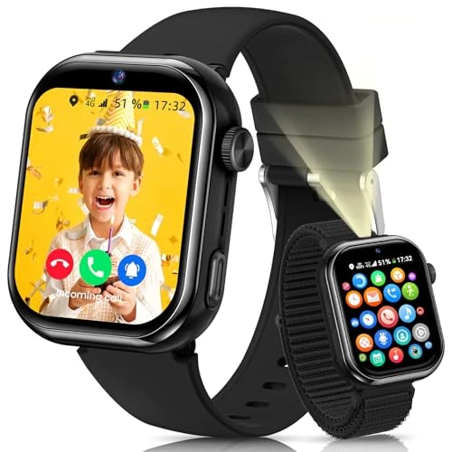 Oferta limitada: BANLVS Reloj Inteligente Niño, 4G Smartwatch Niño con GPS y Llamadas, Doble Cámara, Videollamada, SOS, Modo Escuela, Despertador, Linterna, IP68, Podómetro, Regalo Niñas y Niños Negro, 3 Años Garantía de 71.99 € a 68.38 € (ahorro 5%)