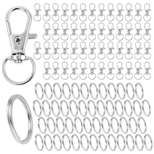 Offre limitée : AiQInu 100 Pièces Mousqueton Porte Clés Métal, 50 Mousquetons + 50 Anneaux, Pivotant 360°, pour Bricolage, Sac à Main, Accessoires du Quotidien, Usage Adulte (14+ ans) de 8.29 € à 8.29 € (0.00% de remise)