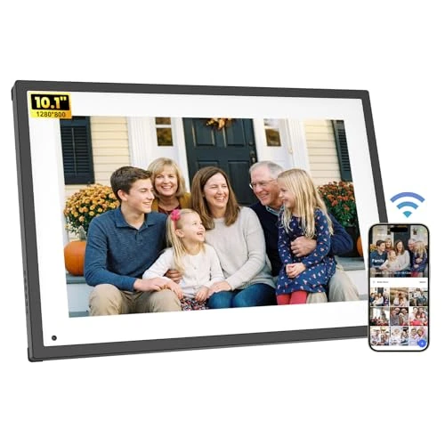 Oferta limitada: Marco de Fotos Digital WiFi, 10,1 Pulgadas, Multifuncional, Smart Fotorahmen Pantalla táctil HD 1280 x 800 IPS con App, 32 GB de Memoria, Calendario Digital, Color Blanco de 83.49 € a 83.49 € (ahorro 0.00%)