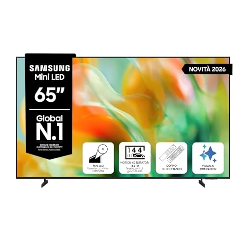 Offerta a tempo: Samsung Smart TV 65" UE65M80HAUXZT Mini LED 4K, HDR 10+, Motion Xcelerator 144Hz, Adpative Sound+, AI Football Mode, Voice Control with AI(VAC), Alexa Built-in, PACCHETTO INTRATTENIMENTO, 2026 - 37% da 899.00 € a 568.00 €