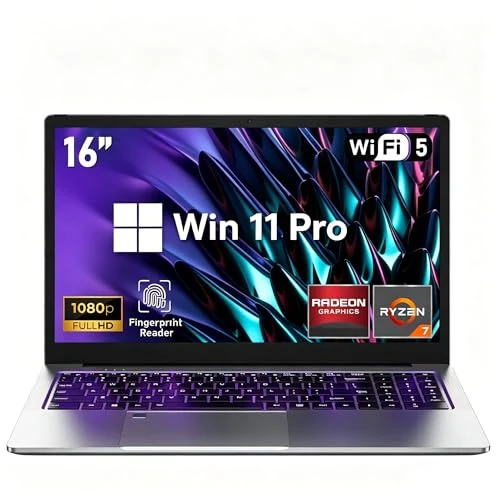FUNYET Laptop 16 Zoll R7 5825U (bis zu 4,5 GHz) Gaming Laptop 16 GB RAM 1TB SSD Win11 Vega 8 GPU 1920 × 1080 Notebook mit All Function Type-C, WIFI6, BT5.2, USB3.2, HDMI, Tastatur mit
