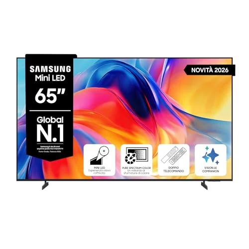 Offerta a tempo: Samsung Smart TV 65" UE65M72HAUXZT Mini LED 4K, HDR 10+, Motion Xcelerator 144Hz, Dynamic Sound Pack, Gaming Hub, Pure Spectrum Color, Knox Security, Voice Control with AI(VAC), Vision AI, 2026 - 25% da 799.00 € a 599.00 €