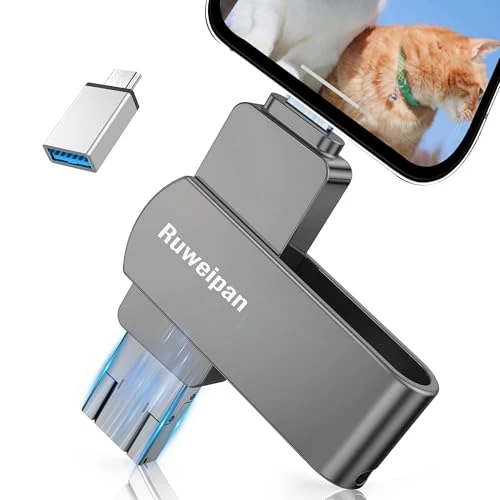 Oferta limitada: Ruweipan Pendrive para Phone,[Sin App] Memoria Externa 512GB Mini Photo Stick USB 3.0 Transmisión de Alta Velocidad 4 en 1 Pen Drive para Type C-Phone iOS/OTG Smartphone/PC/Laptop,512GB Negro de 50.53 € a 47.48 € (ahorro 6%)