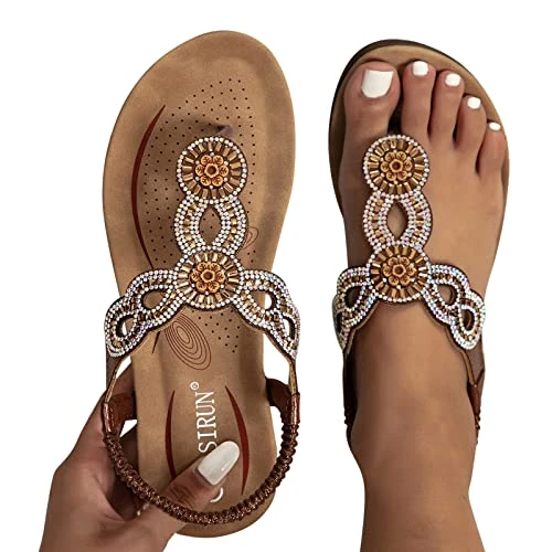 Offerta a tempo: Ciabatte Casa Donna, Sandali Donna Estive, Sandaletti Bohémien, Casual Open Toe Sandali, Plateau Mules Estate Strass Scarpe Con Zeppa, Estivi Eleganti e Comodi da Spiaggia - 0.00% da 22.38 € a 22.38 €