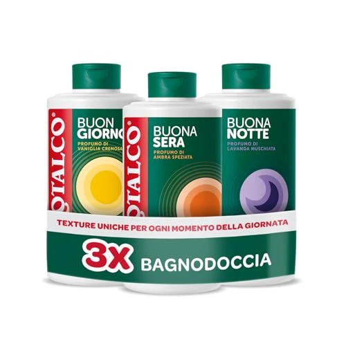 Offerta a tempo: Borotalco, Kit con 3 Bagnodoccia, Bagnoschiuma Tripla Azione Setificante, Rigenerante e Rilassante, Profumo Vaniglia, Ambra Speziata e Lavanda, Ideale per Tutti i Momenti della Giornata, 3x500 ml - 50% da 14.99 € a 7.49 €