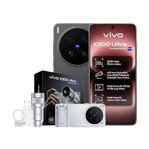 Offerta a tempo: vivo Smartphone X300 Ultra 16GB+1024GB & BUNDLE,Fotocamera ZEISS 200MP (14-35-85 mm), Video 4K 120fps, Display 2K, Batteria 6600 mAh, Snapdragon 8 Elite Gen 5 (Volcano Black, X300Ultra+Bundle) - 17% da 2399.00 € a 1999.90 €
