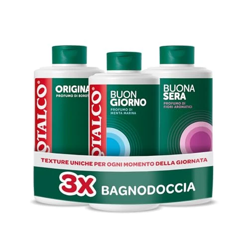 Offerta a tempo: Borotalco, Kit con 3 Bagnodoccia, Bagnoschiuma Originale Borotalco, Rinfrescante e Defaticante, Menta Marina e Fiori Aromatici, per la Routine Quotidiana, 3x500 ml - Esclusiva Amazon - 50% da 14.99 € a 7.49 €