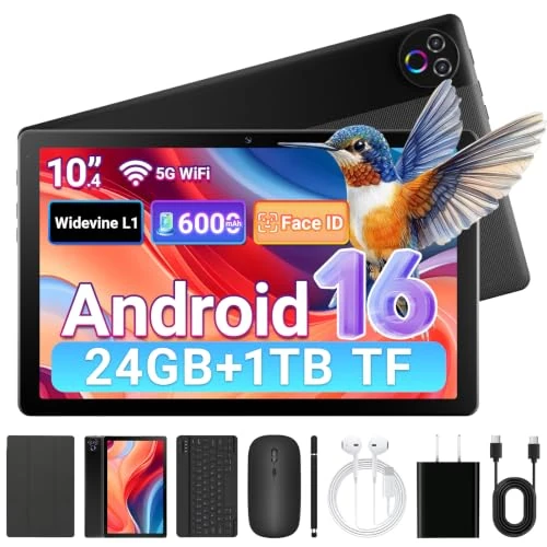 Offerta a tempo: Gleeso Tablet｜Android 16 Tablet 10 Pollici ｜Tablet con Tastiera 24GB+64GB/1TB TF, Android Tablet PC 6000mAh, Fotocamera da 8MP, WiFi 5G, Laptop Portatile 2 in 1 Tablets con Custodia e Mouse (Nero) - 33% da 149.99 € a 99.99 €