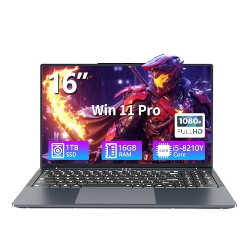 Offre limitée : Ordinateur Portable de 16 Pouces avec Core i5 8210Y Processeur, 16 Go RAM et 1 To SSD, Win 11 PC Portable 1920*1200 IPS FHD Écran, Laptop avec Clavier Numérique Rétroéclairé WIFI5 BT5.0 Webcam HDMI de 499.99 € à 499.99 € (0.00% de remise)