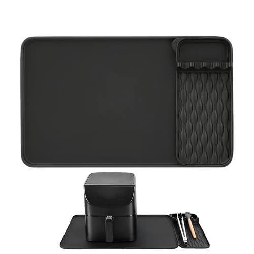 Offerta a tempo: VINATO Tappetino Resistente al Calore per Friggitrice ad Aria, 65x40cm Tappetino Silicone Impermeabile, Protezione Piani di Lavoro Antiscivolo per Macchine da Caffè, Friggitrici ad Aria, Forni(Nero) - 0.00% da 15.99 € a 15.99 €
