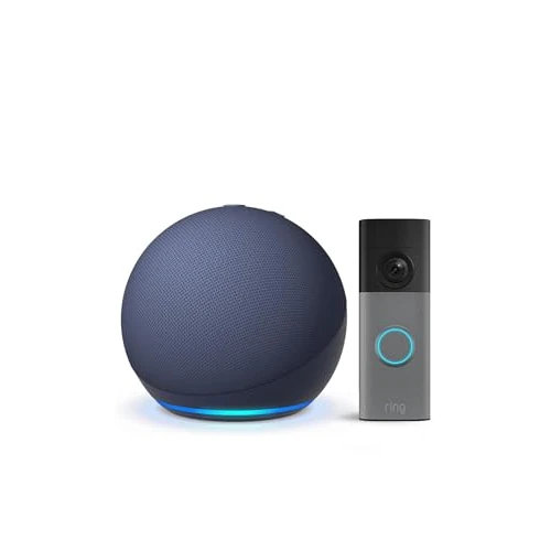 Offerta a tempo: Echo Dot (Ultimo modello), Blue notte + Ring Videocitofono a batteria (Battery Video Doorbell) (ultimo modello), Grigio screziato - 52% da 164.98 € a 79.99 €