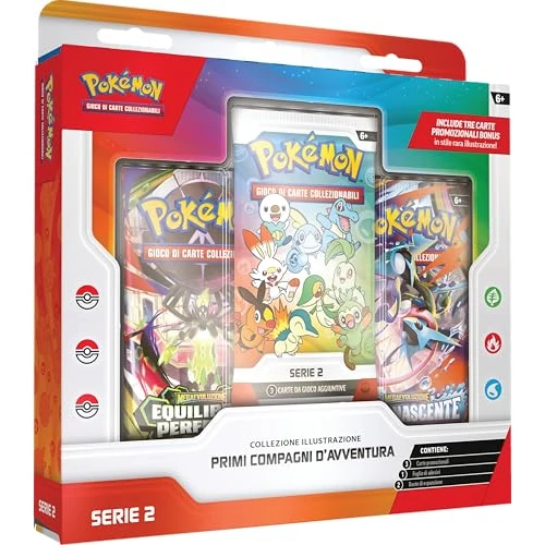 Offerta a tempo: Pokémon: collezione illustrazione Primi compagni d’avventura - Serie 2 del GCC (3 carte promozionali, 2 buste di espansione e 1 foglio di adesivi), Edizione in Italiano - 49% da 38.90 € a 19.99 €