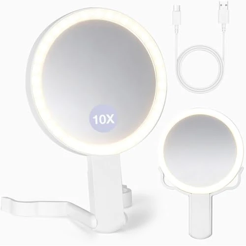 Limited-time offer: VINATO Foldable Makeup Mirror with 10x Magnification & Lighting, Dual-Sided Cosmetic Mirror with 3 Light Modes, Portable Magnifying Mirror with LED for On the Go from $31.27 to $31.27 (save 0.00%)