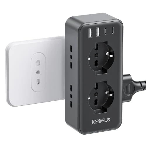 Offerta a tempo: Presa Multipla with 6 Universal Sockets 10/16A ITA and Schuko, Multipresa da Parete with 2 USB A+2 USB C, Ciabatta Elettrica Flat Space-Saving with Switches for Office, Home - 0.00% da 32.99 € a 32.99 €