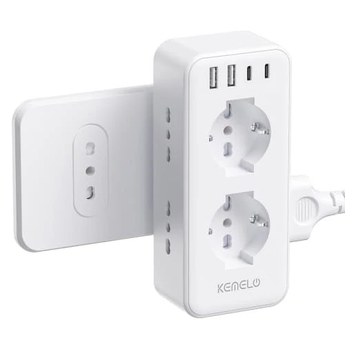 Offerta a tempo: Presa Multipla with 6 Universal Sockets 10/16A ITA and Schuko, Multipresa da Parete with 2 USB A+2 USB C, Ciabatta Elettrica Flat Space-Saving with Switches for Office, Home - 0.00% da 29.99 € a 29.99 €