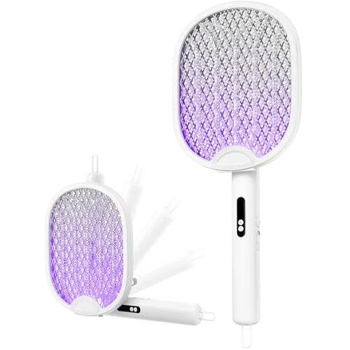 Zeitlich begrenztes Angebot: WOCVRYY 3-in-1 Elektrischer Mückenschläger, 1800 mAh, 4000 V, USB, wiederaufladbar, tragbar, ausgestattet mit Sicherheitsgitter, automatische manuelle Fänge, innen, außen, weiß von 19.99 € auf 19.99 € (0.00% Rabatt)