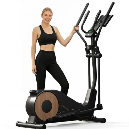 Professioneller Ellipsentrainer für Zuhause, Aeriflo M100 mit 42 cm Abstand und Schwungrad 8 kg, 16 magnetische Widerstandsstufen, Tragkraft 150 kg, Bluetooth mit App, 80 % vormontiert für intensives