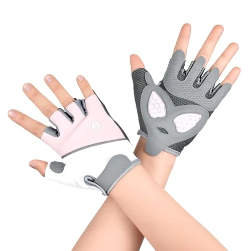 Offerta a tempo: OTraki Guanti da palestra da donna in silicone antiscivolo con imbottitura spessa, guanti da allenamento traspiranti per assorbimento degli urti con linguette per allenamento, ciclismo, arrampicata - 0.00% da 11.59 € a 11.59 €