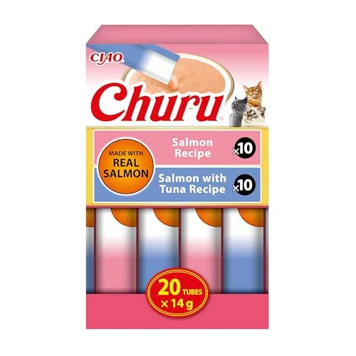 Oferta limitada: INABA Churu Salmon Variety Pack, Golosinas para Gatos con Puré Suave para Dar a Mano, Recetas de Salmón y Atún, Ingredientes Naturales, Alto Contenido en Humedad, 20 Tubos x 14 g de 15.29 € a 15.29 € (ahorro 0.00%)