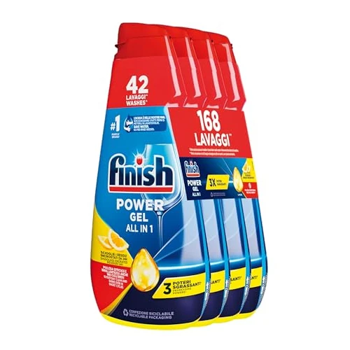 Offerta a tempo: Finish Powergel, Gel Detersivo per Lavastoviglie Liquido, Multiazione, Limone Sgrassante, 96 Lavaggi, 3 Confezioni da 32 Lavaggi - 75.0% da 16.28 € a 4.07 €