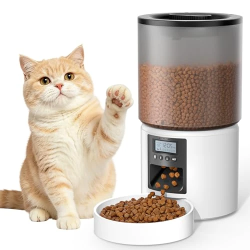Offerta a tempo: Distributore Automatico Cibo Gatti 4L Dispenser Crocchette Gatto con Timer Programmabile e Schermo LCD Distributore Cibo Gatti con Registrazione Vocale 10s fino a 1-6 Pasti Giornalieri - 12% da 34.99 € a 30.77 €