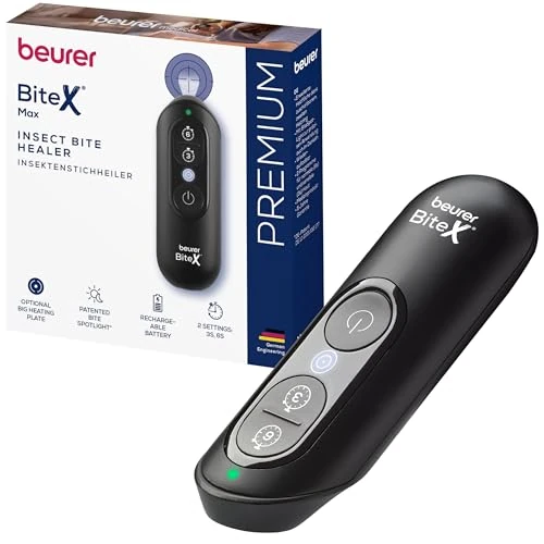 Offerta a tempo: Beurer BiteX Max Dopopuntura per Punture di Insetti con Superficie Riscaldante Estesa, Trattamento Termico contro Prurito e Gonfiore, Batteria Ricaricabile USB-C, con Luce Integrata - 38% da 44.99 € a 27.99 €
