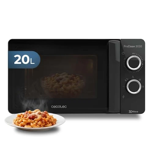 Offre limitée : Cecotec Micro-ondes ProClean 3030 Wave. 700W, Capacité 20L, Revêtement Ready2Clean, 6 Niveaux de Fonctionnement, Minuterie 30 mins, Mode Décongélation, Couleur Noir de 169.00 € à 54.90 € (68% de remise)
