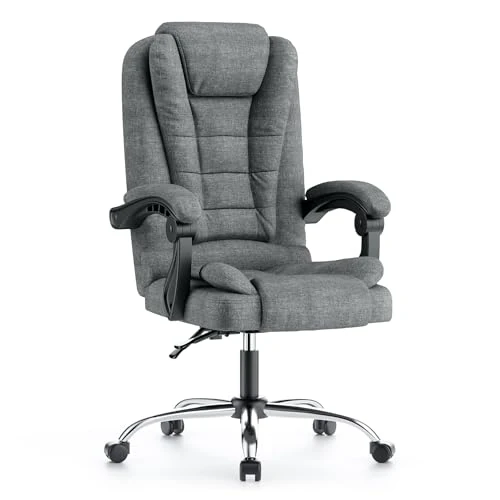 Offerta a tempo: naspaluro Sedia da Ufficio Ergonomica, Poltrona Direzionale con Sedile Largo, Sedia Ufficio Reclinabile con Braccioli Imbottiti et Altezza Regolabile (Senza Poggiapiedi, Grigio Scuro) - 19% da 104.99 € a 85.51 €