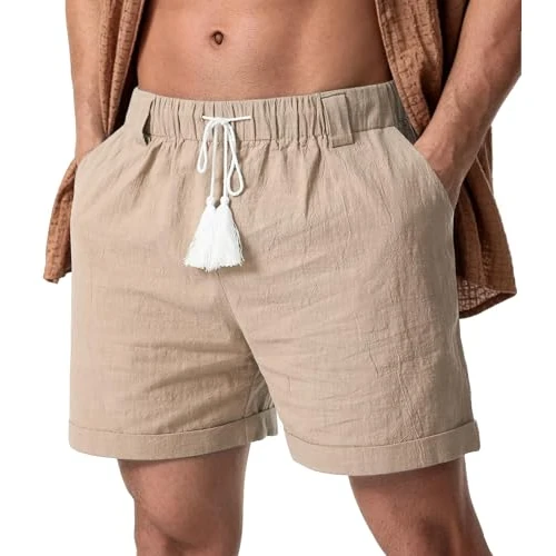 Offre limitée : Zetieny Short Homme Coton Shorts d'été de Plage Bermuda Léger avec Taille à Cordon et 3 Poches de 16.99 € à 16.99 € (0.00% de remise)