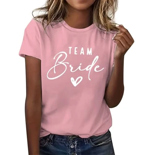 Generico Camiseta Team Bride Camiseta Equipo Novia Mujeres Team Bride To Be Squad T-Shirt Hen Party Despedida de soltera Chica Boda Femenina Top Tees, Z4-rosa, M