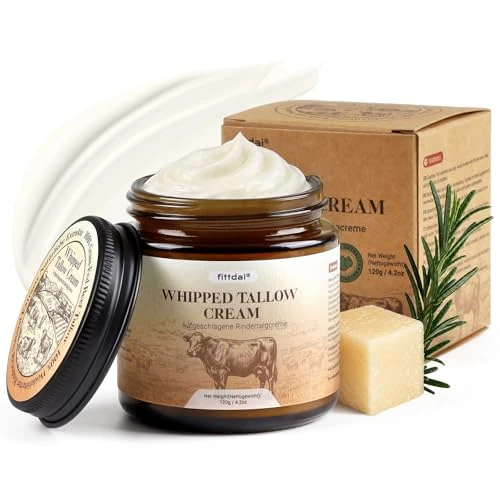 Offre limitée : Beef Tallow Crème Hydratante – 100% Suif De Bœuf Pur Et Bio - Avec Niacinamide + Acide Hyaluronique - Hydratation Profonde, Nourrit & Renforce La Barrière Cutanée - Sans Parfum - Visage, Corps, Mains de 26.99 € à 16.99 € (37% de remise)