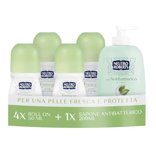 Offerta a tempo: Neutro Roberts, Deodorante RollOn Fresco 4x50ml, Sapone Antibatterico 200ml - 40% da 18.99 € a 11.39 €