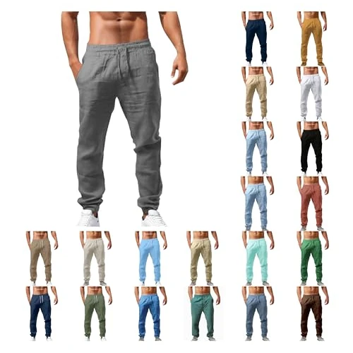 Offerta a tempo: Generico Pantaloni Casual Uomo Nero Opaco Elasticizzato Vita Alta Tasche Laterali Traspirante Morbido per Serate Estive - 0.00% da 11.99 € a 11.99 €