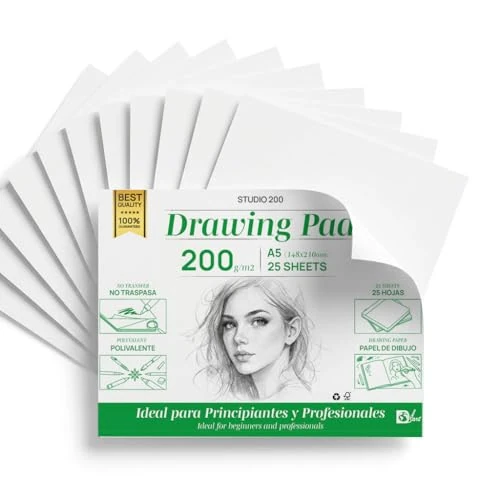 Oferta limitada: SIDI Hojas Dibujo A5 STUDIO 200g/m² 25h Papel Suelto Profesional de 5.95 € a 5.95 € (ahorro 0.00%)