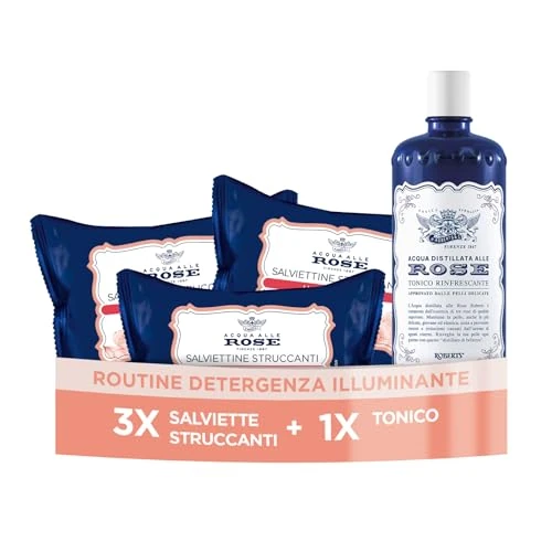 Offerta a tempo: Acqua alle Rose, Salviette Struccanti Illumimanti + Tonico Viso - 0.00% da 14.99 € a 14.99 €