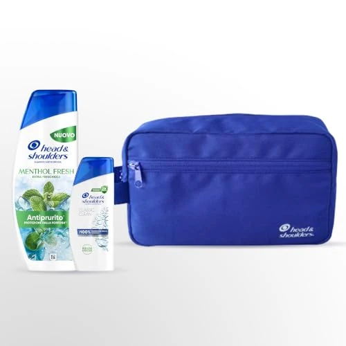Offerta a tempo: Head & Shoulders Kit da Viaggio Rinfrescante - Beauty Case con Shampoo Menthol Fresh 250ml & Classic Clean 95ml, Per Prevenire la Forfora e Rinfrescare la Cute - 38% da 12.99 € a 7.99 €