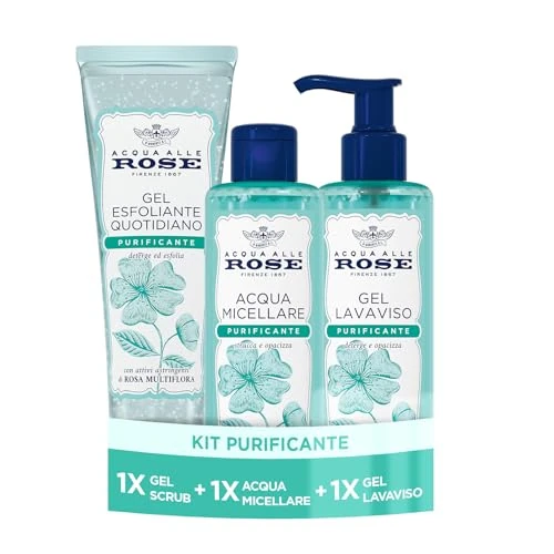 Offerta a tempo: Acqua alle Rose, Acqua Micellare + Gel Purificante + Gel Scrub Esfoliante - 40% da 16.99 € a 10.19 €