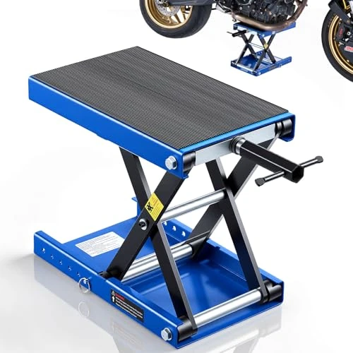 Offerta a tempo: VEVOR Martinetto a Forbice, Piattaforma di Sollevamento Compatta Carico Max 499 kg, Escursione di Sollevamento 9,5-34 cm per Manutenzione Moto da Officina Garage, Sollevatore in Acciaio, Colore Blu - 0.00% da 67.90 € a 67.90 €