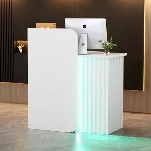 Offerta a tempo: Banco Reception con LED Luce Bancone Reception Ufficio Con Cassetti con serratura Compatto Bancone Vendita Bancone Cassa Piccolo Mobili per reception per Ufficio,Hotel,Centro Estetico 44x80x100CM - 0.00% da 179.99 € a 179.99 €