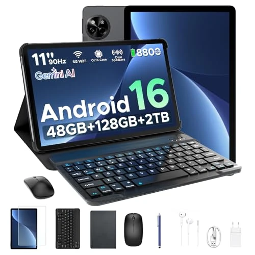 Offerta a tempo: Luzglo P11 Android 16 Tablet 11 Pollici, 48GB RAM+128GB ROM (2TB TF), 90Hz, T7250 Octa-Core, 8800mAh, 13MP+5MP, Gemini AI, Widevine L1, Face ID, GPS, FM, Tablets con Tastiera e Penna, Nero - 0.00% da 149.99 € a 149.99 €