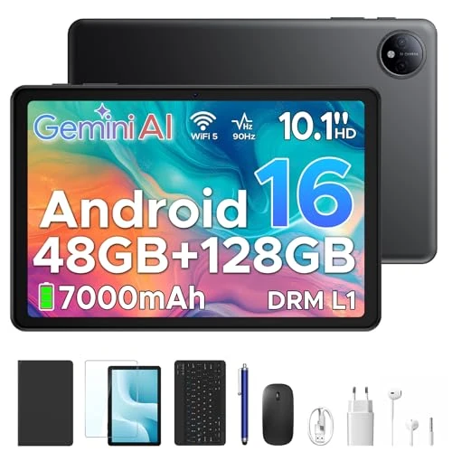 Offerta a tempo: Luzglo P10 Android 16 Tablet 10 Pollici, 48GB RAM+128GB ROM/2TB TF, Gemini AI, 90Hz, 7000mAh, WiFi 5, Face ID, OTG, Jack 3,5 mm, Widevine L1, Tablet con Tastiera e Penna, Nero - 15% da 139.99 € a 118.99 €
