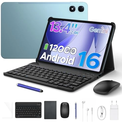 Offerta a tempo: P13 Pro Tablet 13 Pollici, IPS 2.4K, 120Hz,T7280 Octa-Core, 48GB+256GB(TF 2TB), 12000mAh/18W, 16MP+8MP, 4G LTE, Gemini AI Tablet android 16, Face ID/WiFi5/GPS/FM/con Tablets Tastiera e Penna, Blu - 0.00% da 319.99 € a 319.99 €