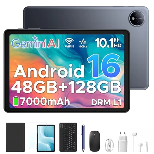 Offre limitée : Luzglo Tablette P10 Android 16 10 Pouces, 48Go RAM+128Go ROM/2To TF, Gemini AI, 90Hz, 7000mAh, WiFi 5, Face ID/OTG/Widevine L1/Jack 3,5mm, Tablette avec Clavier et Stylet (Gris) de 136.99 € à 136.99 € (0.0% de remise)