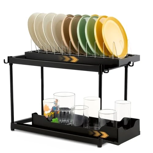 Offerta a tempo: VINATO Scolapiatti da Appoggio 2 Ripiani in Acciaio, 40×20×37cm - 5% da 30.11 € a 28.60 €