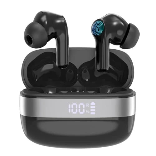 Offerta a tempo: Slynxforce Cuffie Bluetooth Auricolari Senza Fili - Bluetooth 5.3 Wireless 35h per tre volte Hi-Fi Auricolare USB C CVC Cuffiette Senza Filo Controllo Touch Sensibile for iOS Android - 5% da 11.99 € a 11.39 €