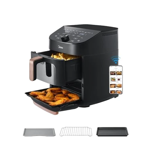 Offerta a tempo: Midea Friggitrice ad Aria Verticale Doppia Zona 10 in 1, 11L, 2400W | 2 Cassetti 6L & 5L, Componenti Antiaderenti Lavabili in Lavastoviglie, Connettività Wi-Fi, Compatibile con App, Nero - 40% da 149.90 € a 89.90 €