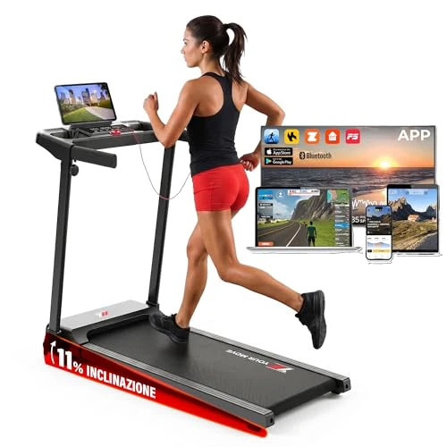Offerta a tempo: YM Tapis Roulant Salvaspazio 12 km/h, MARCHIO ITALIANO, Inclinazione, Pieghevole, Tappeto Corsa MAXI, Rinforzato, APP Interattive, Elettrico, ASSISTENZA e GARANZIA ITALIA Your Move NEXT 1000 PRO - 0.00% da 219.99 € a 219.99 €